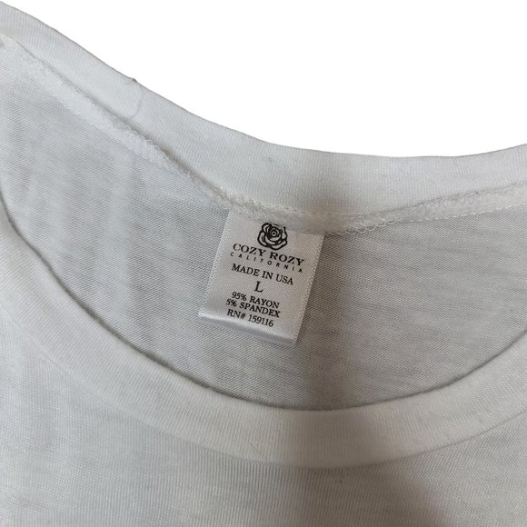 cozy rozy california crop muscle sleeveless tank top white pink size large - Picture 4 of 4